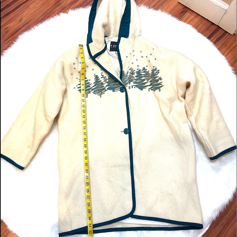 Vintage 4 Saisons Canada Parka Coat; Wool exterior, silk interior.